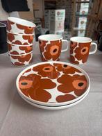8x Servies items Marimekko Unikko Bruin-Rood, Overige typen, Ophalen of Verzenden, Zo goed als nieuw, Overige stijlen