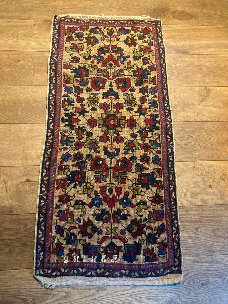 Antiek Tapijt - Handgeknoopt, Huis en Inrichting, Stoffering | Tapijten en Kleden, Gebruikt, Minder dan 50 cm, 50 tot 100 cm, Rechthoekig