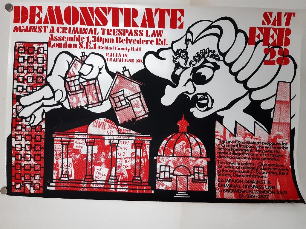 Originele Poster Protest zeefdruk Groot Brittannië, Verzamelen, Rechthoekig Staand, Verzenden, Zo goed als nieuw, A1 t/m A3