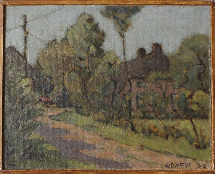 Boerderij in Dwingeloo 1953, wellicht Lhee. C. D. Ven., Antiek en Kunst, Kunst | Schilderijen | Klassiek, Ophalen