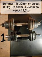 1x Dumbells 8,3kg 30mm / 1x Dumbells 14,5kg 25mm, Ophalen of Verzenden, Zo goed als nieuw