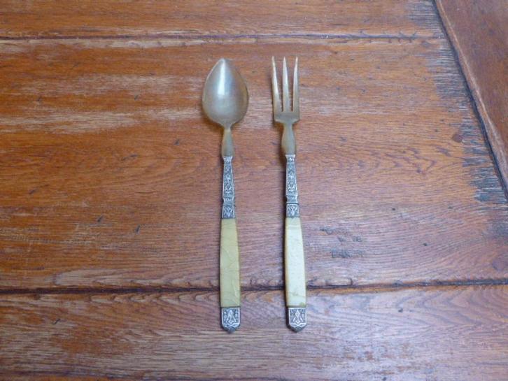 Art deco sla bestek, hoorn en bakeliet, Antiek en Kunst, Antiek | Bestek, Ophalen of Verzenden