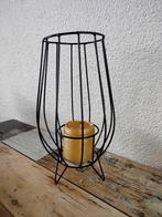Zwart metaal industrieel kandelaar hxdrs 29x16 cm, Huis en Inrichting, Woonaccessoires | Kandelaars en Kaarsen, Zwart, Ophalen of Verzenden