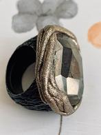 Exclusieve vintage zilveren ring met pyrietsteen, uniek, Antiek en Kunst, Antiek | Goud en Zilver, Ophalen of Verzenden, Zilver