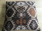 Kelim  kussen 60x60 kleur bruin beige cognac creme, Ophalen of Verzenden, Zo goed als nieuw, Bruin, Vierkant
