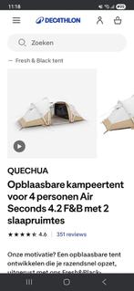 Opblaasbare kampeertent voor 4 personen Air Seconds 4.2 F&B, Caravans en Kamperen, Tenten, Ophalen, Zo goed als nieuw, Tot en met 4