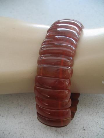 Armband Smalle Schijfjes Stenen Bruin beschikbaar voor biedingen