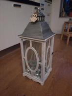 Sfeervolle witte lantaarn (met kerstversiering), Huis en Inrichting, 25 tot 50 cm, Ophalen of Verzenden, Zo goed als nieuw, Grijs