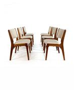 Diverse sets gerestaureerde (Deense) eetkamerstoelen ‘60, Bruin, Ophalen of Verzenden, Zo goed als nieuw, Vintage retro buisframe design rotan webbing papercord