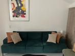 Groene velvet 3-zitsbank, Ophalen, Gebruikt, Driepersoons, 75 tot 100 cm