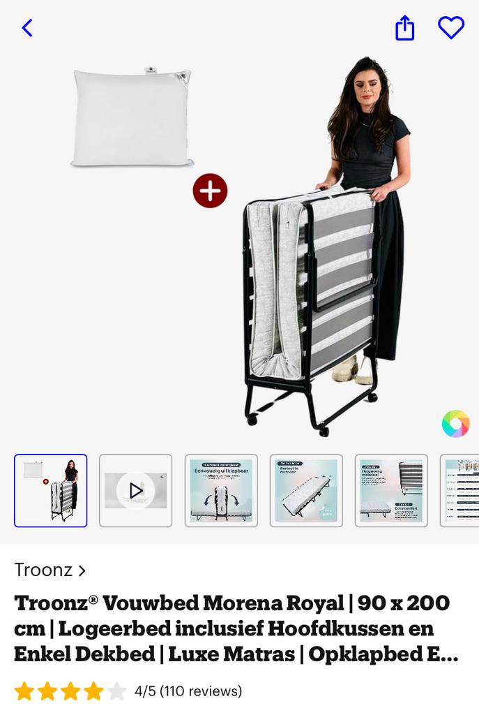 Opklapbed 1-persoons - Ideaal voor logees!, Huis en Inrichting, Slaapkamer | Bedden, Ophalen, Verstelbaar, 90 cm, Eenpersoons