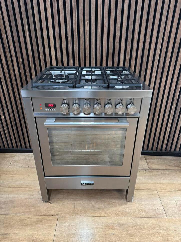 Luxe Rvs Boretti M-system Fornuis 70 cm (Gratis bezorgen), Witgoed en Apparatuur, Fornuizen, Zo goed als nieuw, Vrijstaand, Gas