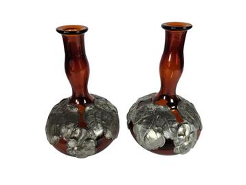 Verreries Doyen - Art Deco - glas - tin - karaffen - (set) 2 beschikbaar voor biedingen