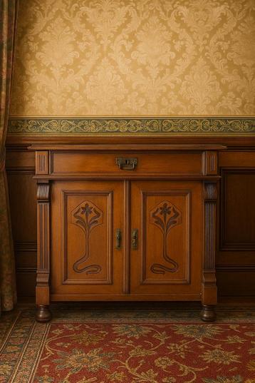 Kastje eiken antiek Art Nouveau (Jugendstil) beschikbaar voor biedingen