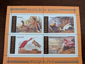 TANZANIA 1986; BLOK VOGELS AUDUBON beschikbaar voor biedingen