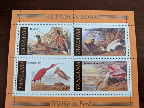 TANZANIA 1986; BLOK VOGELS AUDUBON, Postzegels en Munten, Postzegels | Thematische zegels, Postfris, Dier of Natuur, Verzenden