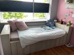 Grijs bed van steigerhout + matras, Ophalen, Gebruikt, 90 cm, Eenpersoons