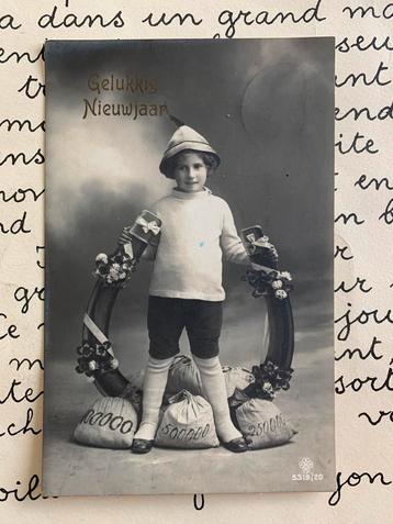 1914 Gelukkig Nieuwjaar - Geluk - klaver 4 hoefijzer geld II beschikbaar voor biedingen