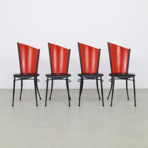 4x Postmodern Dining Chair in Memphis Style, 1980s, Huis en Inrichting, Stoelen, Gebruikt, Ophalen
