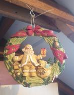 Polystone kerstkrans om op te hangen met kerstman., Diversen, Kerst, Ophalen of Verzenden, Zo goed als nieuw