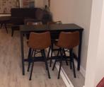 Mooie bartafel + 4 barstoelen (cognac), Huis en Inrichting, Ophalen, Zo goed als nieuw