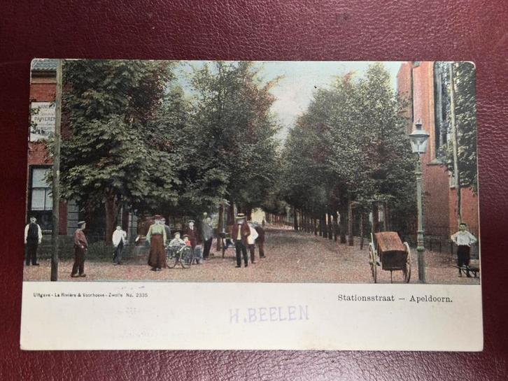 Oude ansichtkaart Stationsstraat Apeldoorn, Verzamelen, Ansichtkaarten | Nederland, Gelopen, Gelderland, Voor 1920, Ophalen of Verzenden