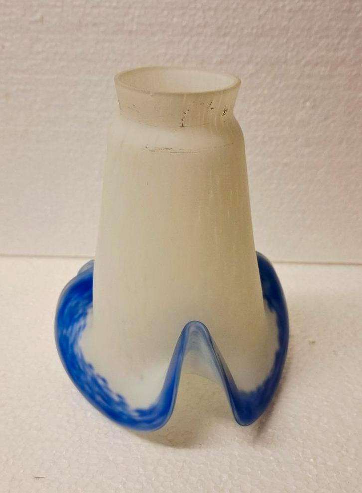 Vintage Lampenkapje Wit/Blauw, Huis en Inrichting, Lampen | Lampenkappen, Gebruikt, Minder dan 25 cm, Rechthoekig, Wit, Blauw