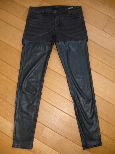 H&M spijkerbroek zwart met PU leren pijpen maat 38, Kleding | Dames, Spijkerbroeken en Jeans, Zo goed als nieuw, W30 - W32 (confectie 38/40)