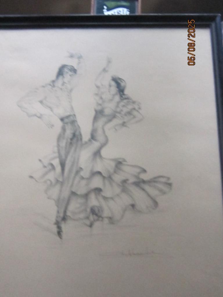 Mooie echte Tekening Spaans ?? Danspaar gesigneerd, Ophalen