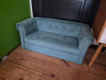 Turquoise Velours kinderbankje of hondenbankje  beschikbaar voor biedingen