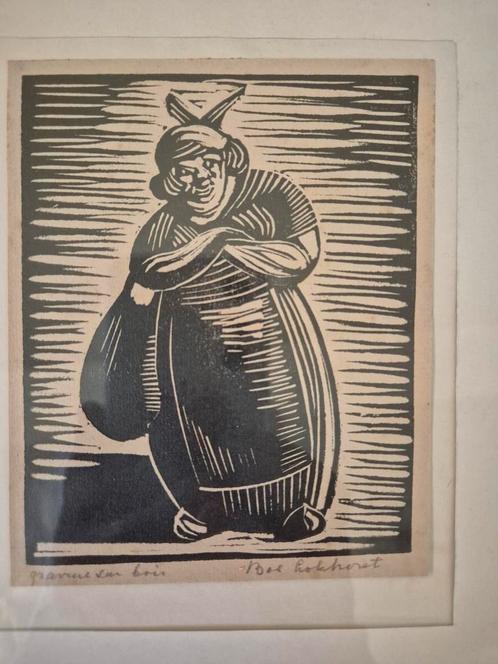 Grafure lino Bob Lokhorst, Antiek en Kunst, Kunst | Etsen en Gravures, Ophalen of Verzenden