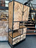 Visgraat vakkenkast mangohout 100x40x200 nu 499,-, Ophalen, Nieuw, Minder dan 150 cm, Minder dan 100 cm