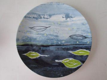 Grote design schaal / bord. Blauwtinten met groen. Unique.   beschikbaar voor biedingen