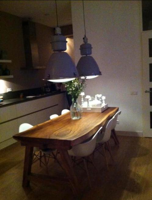 2 x hanglamp vintage EFC Industrielamp uit 1950, Huis en Inrichting, Lampen | Hanglampen, 75 cm of meer, Metaal, Ophalen