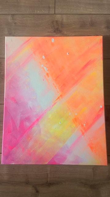 Abstract schilderij kleurrijk canvas beschikbaar voor biedingen