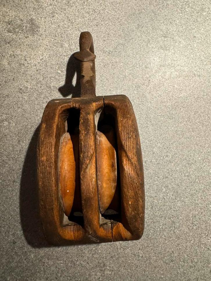 Oude antieke Houten Katrol met Haak scheepskatrol, Antiek en Kunst, Antiek | Overige Antiek, Ophalen