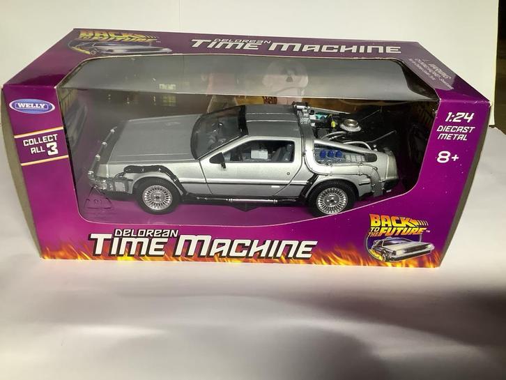 Welly Back to the Future DeLorean Tijdmachine 1:24, Hobby en Vrije tijd, Modelauto's | 1:24, Nieuw, Auto, Welly, Ophalen of Verzenden