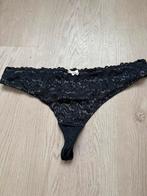 Hunkemoller zwarte kanten string met strikje, Hunkemöller, Ophalen of Verzenden, Zwart, String