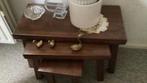 Bijzettafeltjes donker eiken, Huis en Inrichting, Tafels | Sidetables, Ophalen, Zo goed als nieuw, 25 tot 50 cm, Rechthoekig