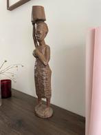 Afrikaans Houten Beeld Vrouw met Kruik - Handgesneden Decora, Antiek en Kunst, Ophalen
