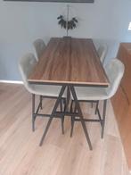 Bartafel met 4 barkrukken, Ophalen of Verzenden, Zo goed als nieuw, Modern, 4 tot 6 stoelen
