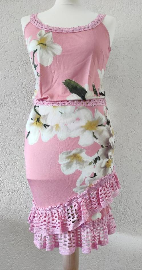 Blumarine set top + rok roze gebloemd, Kleding | Dames, Rokken, Zo goed als nieuw, Maat 36 (S), Roze, Boven de knie, Ophalen of Verzenden