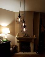 Industriele hanglamp metalen zwart, Huis en Inrichting, Lampen | Hanglampen, Ophalen, Zo goed als nieuw, Metaal, 75 cm of meer