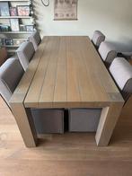 Massief eiken eettafel 220x100, 4 tot 6 stoelen, Zo goed als nieuw, Ophalen