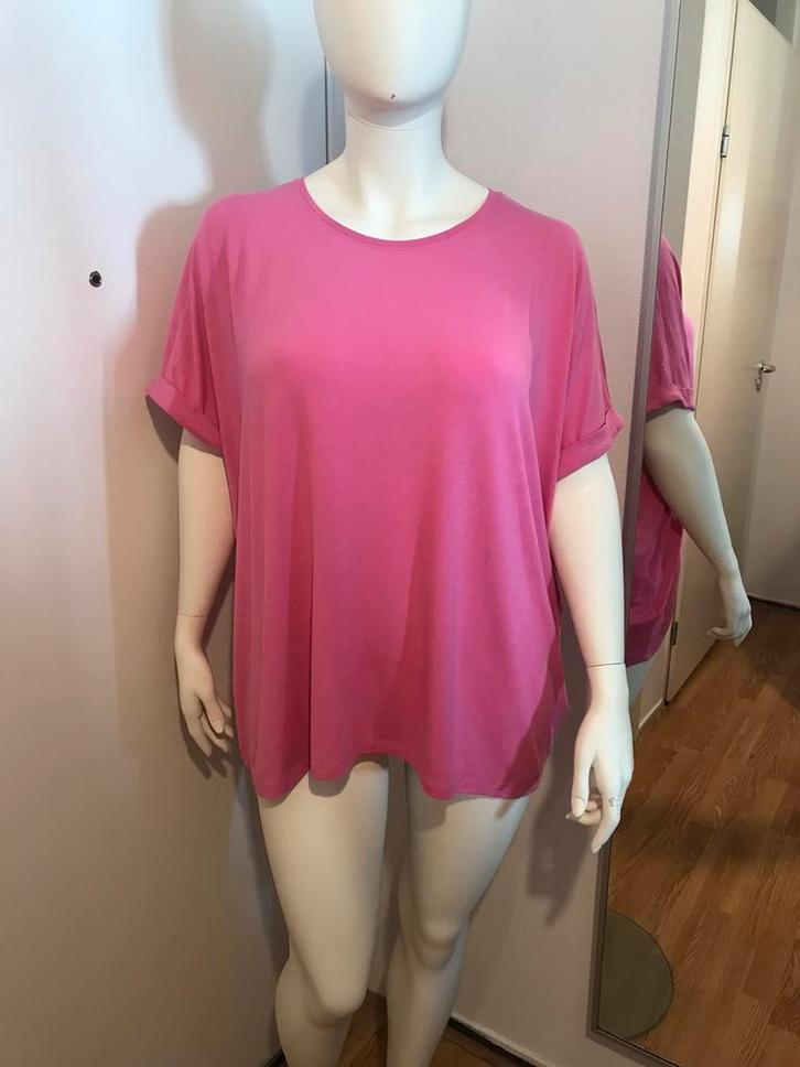 Nieuw curvy t-shirt top roze korte mouw stretch 52/54 oto 81, Kleding | Dames, Grote Maten, Nieuw, Shirt of Top, Roze, Verzenden