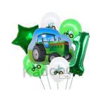 Ballonnen set tractor | cijfer 1 of 4  | 7x ballon | jarig, Ophalen of Verzenden, Nieuw, Versiering, Verjaardag