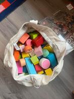 Tas bol houten blokken, Kinderen en Baby's, Speelgoed | Bouwstenen, Ophalen of Verzenden, Zo goed als nieuw
