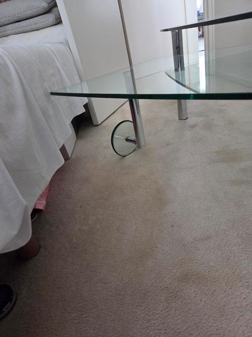 Dexter Salontafel L vorm wiel chroom dubbel blad TV-TAFEL, Huis en Inrichting, Tafels | Salontafels, Zo goed als nieuw, Minder dan 50 cm