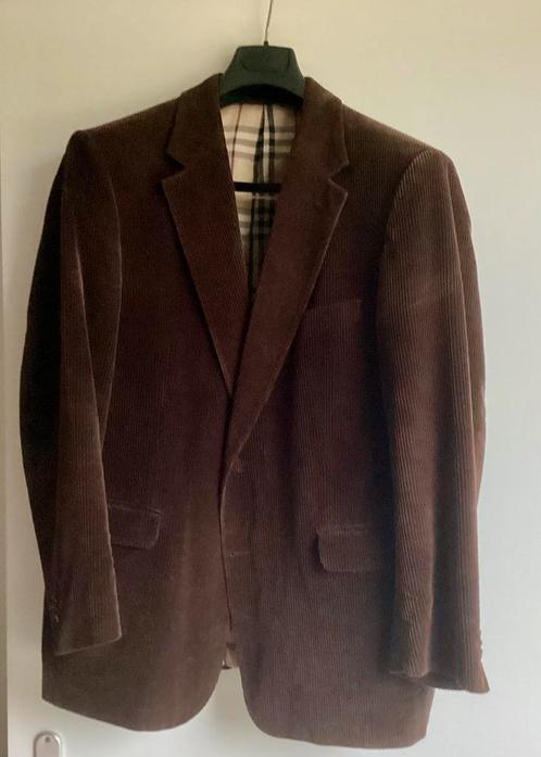 2 colberts €150,- samen dr bruin ribcord/ zandkleur linnen., Kleding | Heren, Kostuums en Colberts, Gedragen, Maat 52/54 (L), Bruin
