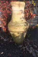 Unieke grote antieke vaas 70cm + ijzeren standaard, Tuin en Terras, Tuinvazen, Ophalen of Verzenden, Gebruikt
